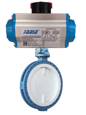 Valve à papillon pneumatique à flanche revêtue de fluor