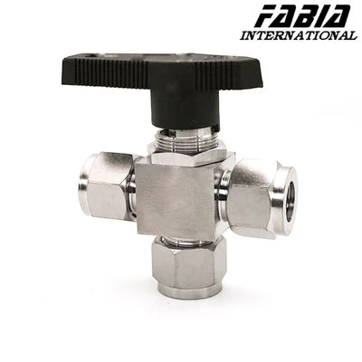 Valve à bille à trois voies en acier inoxydable à haute pression d'eau type T