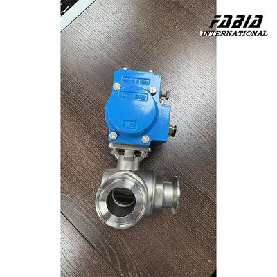 Vanne à boisseau sphérique pneumatique trois voies en acier inoxydable de type L pour installation rapide en taille KF50